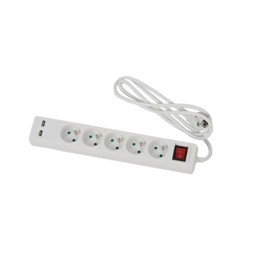BLOC MULTIPRISES 5 PRISE + 2 PRISE USB