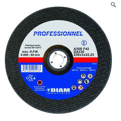 DISQUE ABRASIF ACIER DIAM 230 X 3.2 X...
